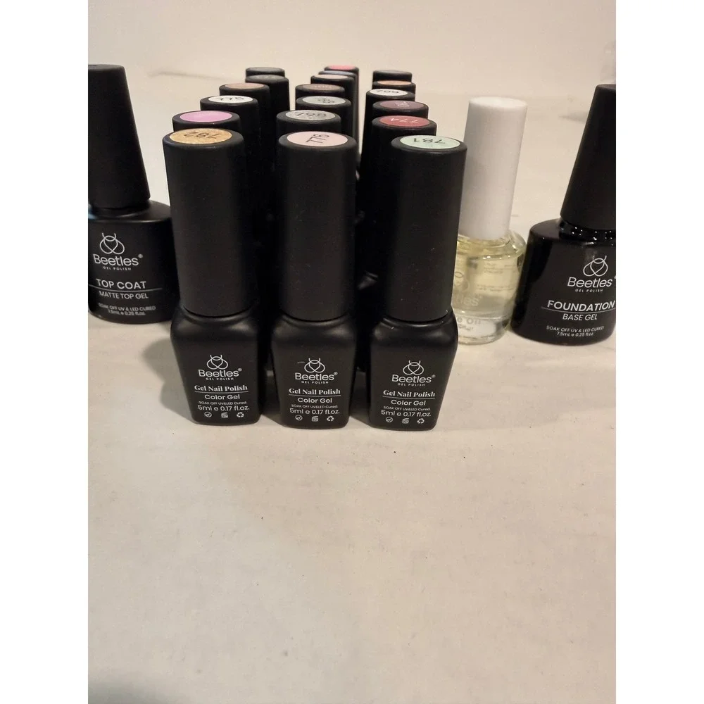Beetles Gel Polish Set 20 Colors Base Top Coat Matte Glossy Cuticle Oil Bundle